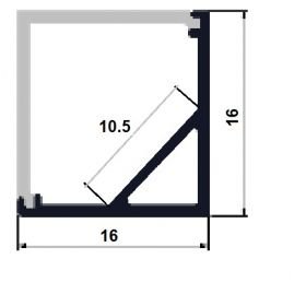Комплект алюминиевый профиль X1401Q+матовый рассеиватель A1401Q| 16мм х 16мм