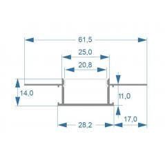 Комплект алюминиевый профиль X1601+матовый рассеиватель A1601