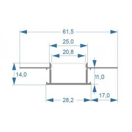 Комплект алюминиевый профиль X1601+матовый рассеиватель A1601