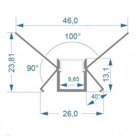 A set of aluminum profile X1603 and frosted diffuser A1603 A set of aluminum profile X1603 and frosted diffuser A1603
