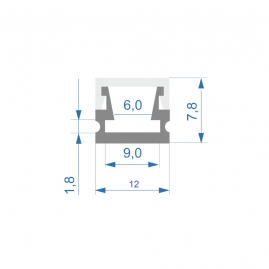 Комплект алюмінієвий профіль X1208 + матовий розсіювач A1208 | 12 мм х 8 мм