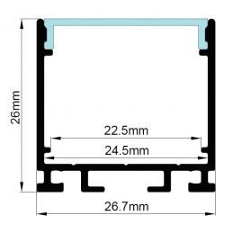Комплект алюминиевый профиль X2601 + матовый рассеиватель A2601 |  26мм х 26мм