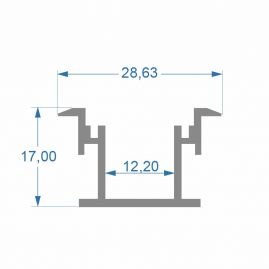 Комплект алюминиевый профиль X804+матовый рассеиватель A804 | 29мм х 17мм Комплект алюминиевый профиль X804+матовый рассеиватель A804 | 29мм х 17мм