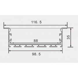 КОМПЛЕКТ АЛЮМІНІЄВИЙ ПРОФІЛЬ X1702S+МАТОВИЙ РОЗСІЮВАЧ A1702S