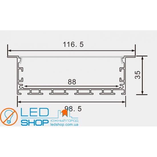 КОМПЛЕКТ АЛЮМІНІЄВИЙ ПРОФІЛЬ X1702S+МАТОВИЙ РОЗСІЮВАЧ A1702S КОМПЛЕКТ АЛЮМІНІЄВИЙ ПРОФІЛЬ X1702S+МАТОВИЙ РОЗСІЮВАЧ A1702S