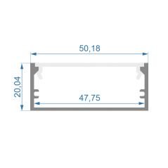 Комплект алюминиевый профиль X5101 +матовый рассеиватель A5101  | 50мм х 20мм