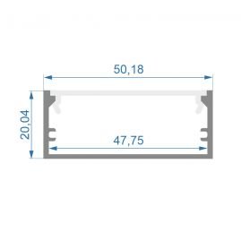 Комплект алюминиевый профиль X5101 +матовый рассеиватель A5101  | 50мм х 20мм