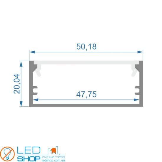 Set Aluminum Profile X5101 + frosted diffuser A5101 |  50mm x 20mm