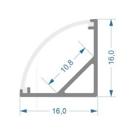 Комплект алюминиевый профиль X1401+матовый рассеиватель A1401| 16мм х 16мм