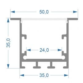 Комплект алюминиевый профиль X1502+матовый рассеиватель A1502