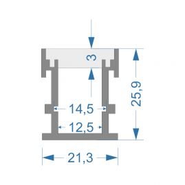 Комплект алюминиевый профиль X803+матовый рассеиватель A803
