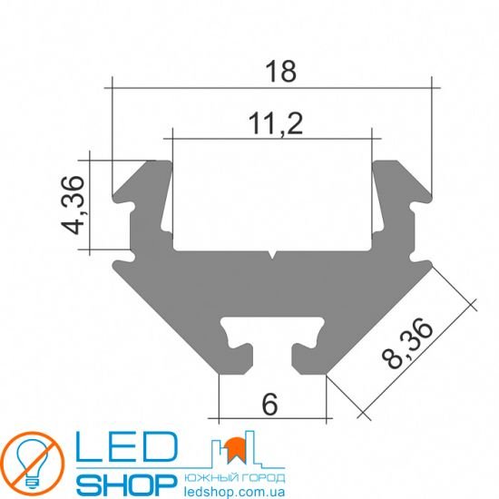 Алюмінієвий профіль кутовий, для світлодіодного підсвічування X400
